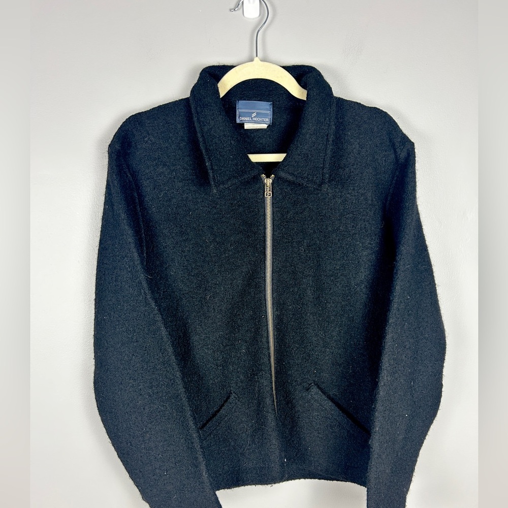 DANIEL HECHTER 100% Boiled Wool Jacket Black Size Medium Spring‎ Fall Casual